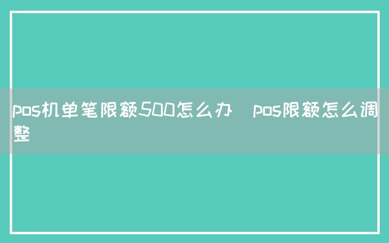 pos机单笔限额500怎么办(pos限额怎么调整)