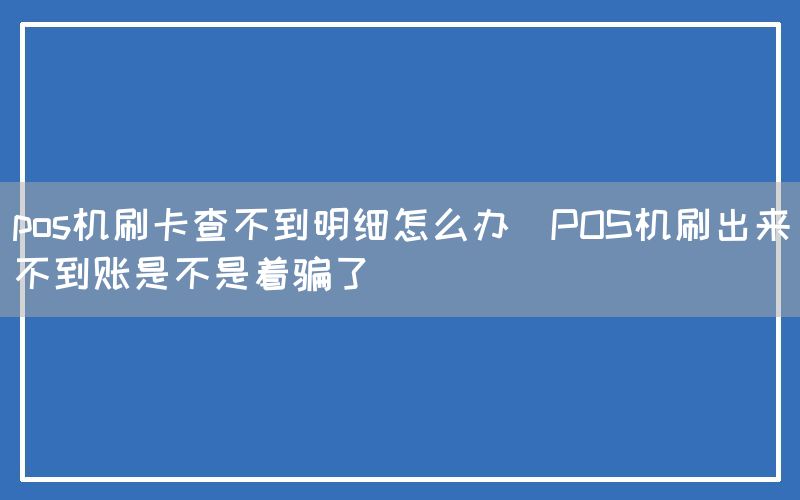 pos机刷卡查不到明细怎么办(POS机刷出来不到账是不是着骗了)