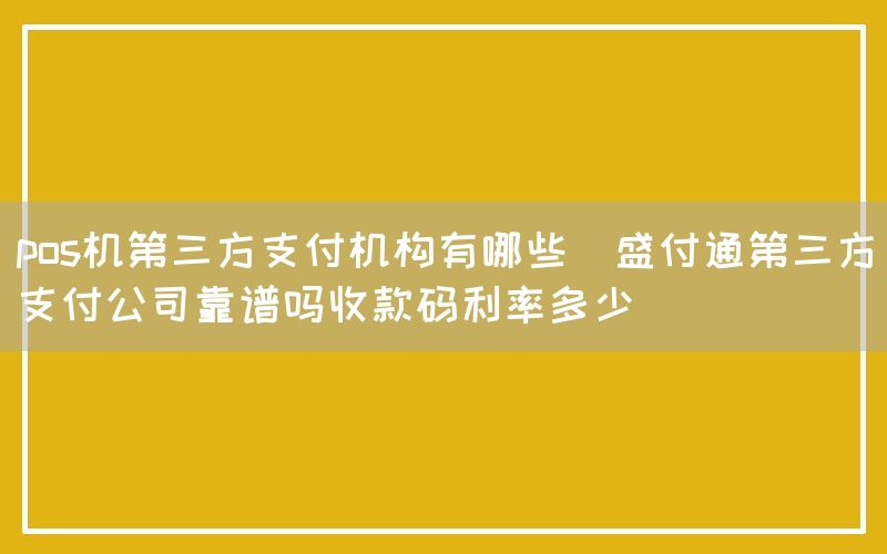 pos机第三方支付机构有哪些(盛付通第三方支付公司靠谱吗收款码利率多少)