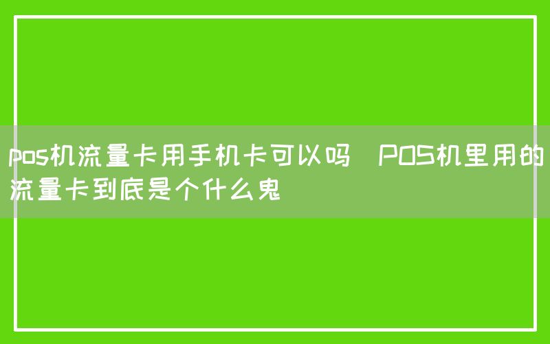 pos机流量卡用手机卡可以吗(POS机里用的流量卡到底是个什么鬼)