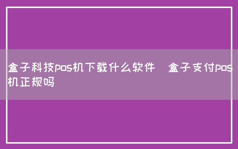 盒子科技pos机下载什么软件(盒子支付pos机正规吗)