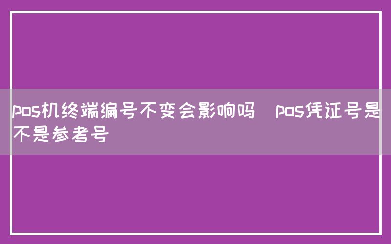 pos机终端编号不变会影响吗(pos凭证号是不是参考号)