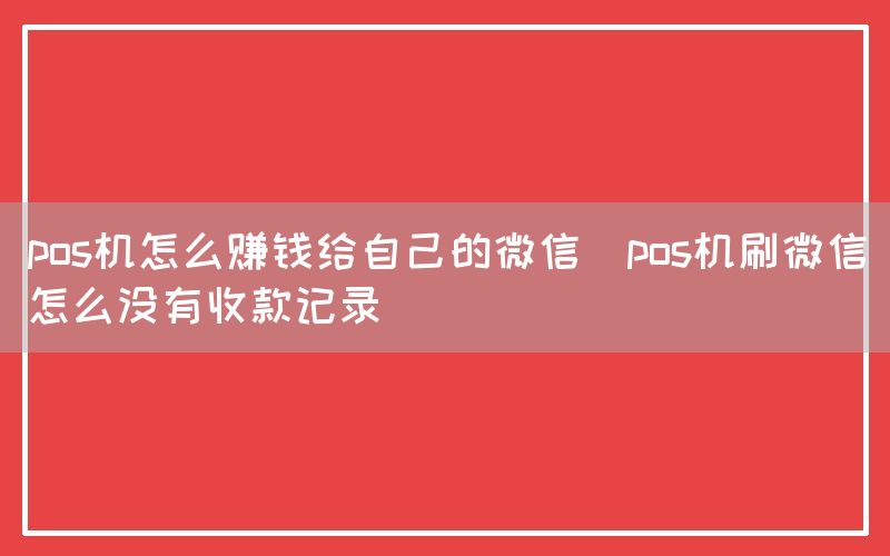 pos机怎么赚钱给自己的微信(pos机刷微信怎么没有收款记录)