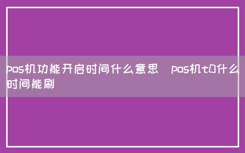 pos机功能开启时间什么意思(pos机t0什么时间能刷)