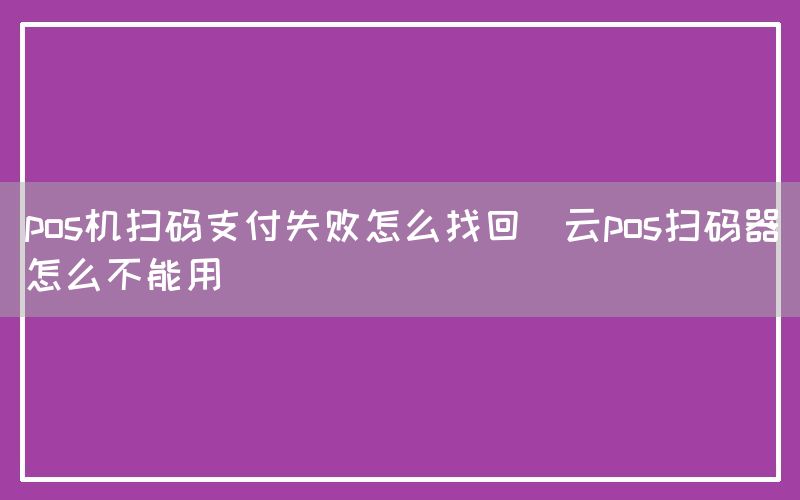 pos机扫码支付失败怎么找回(云pos扫码器怎么不能用)