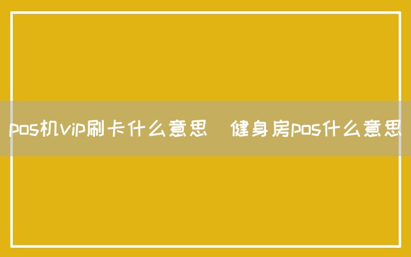 pos机vip刷卡什么意思(健身房pos什么意思)