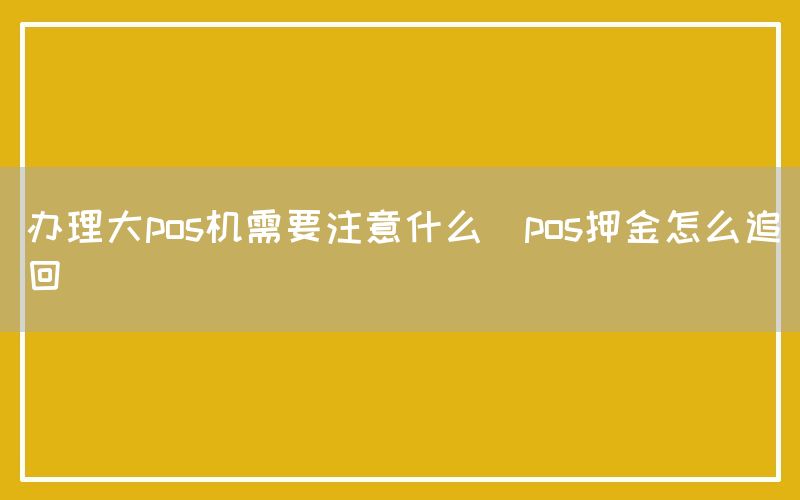 办理大pos机需要注意什么(pos押金怎么追回)