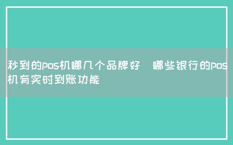 秒到的pos机哪几个品牌好(哪些银行的pos机有实时到账功能)