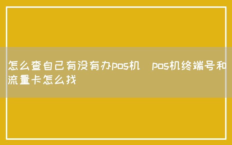 怎么查自己有没有办pos机(pos机终端号和流量卡怎么找)