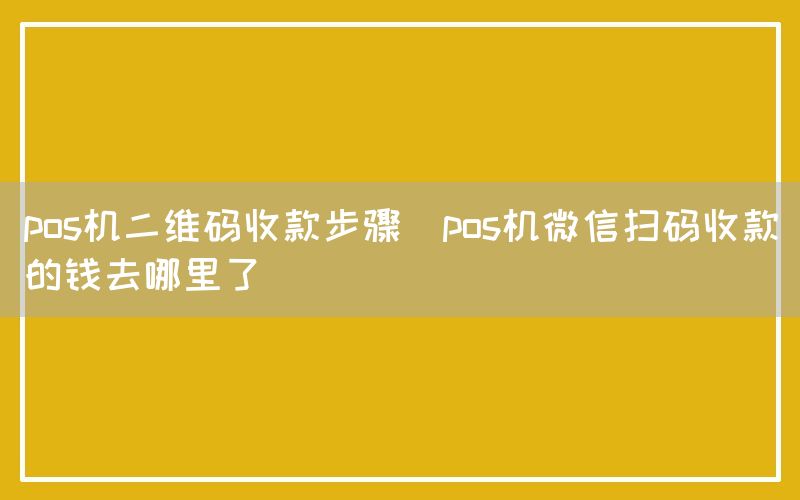 pos机二维码收款步骤(pos机微信扫码收款的钱去哪里了)