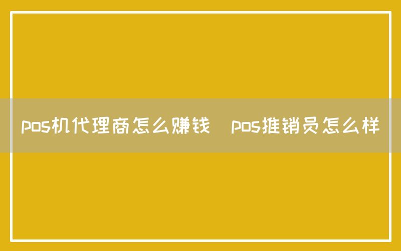 pos机代理商怎么赚钱(pos推销员怎么样)