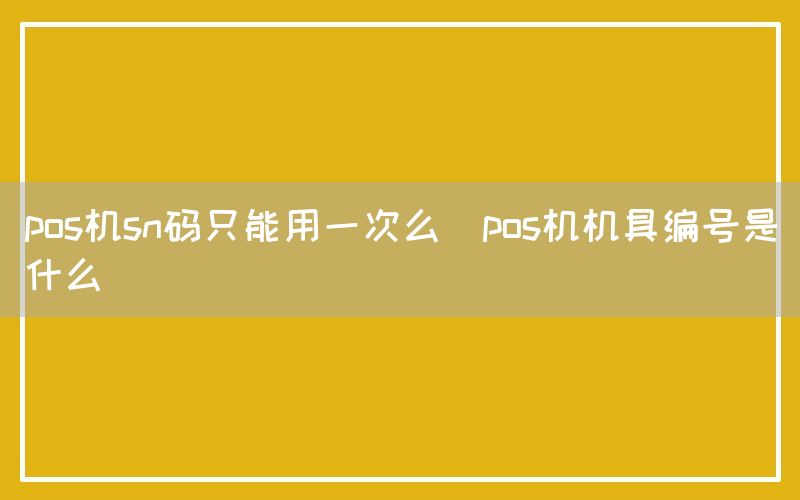 pos机sn码只能用一次么(pos机机具编号是什么)