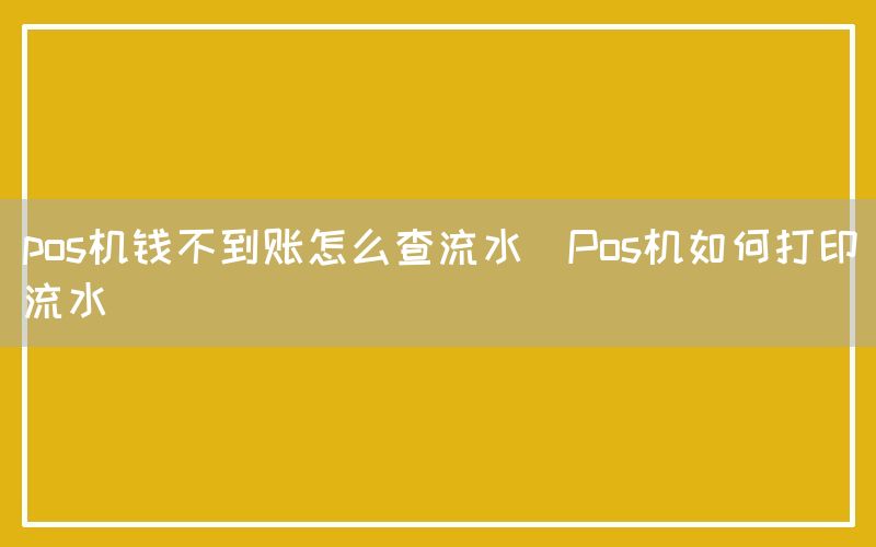 pos机钱不到账怎么查流水(Pos机如何打印流水)