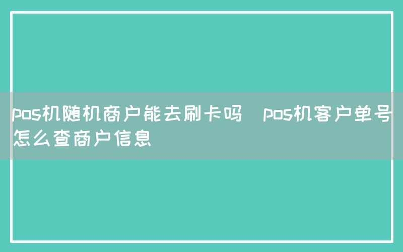 pos机随机商户能去刷卡吗(pos机客户单号怎么查商户信息)