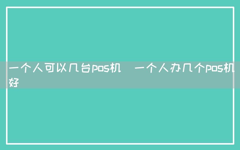 一个人可以几台pos机(一个人办几个pos机好)