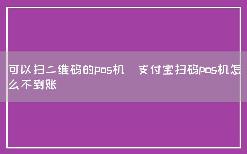 可以扫二维码的pos机(支付宝扫码pos机怎么不到账)