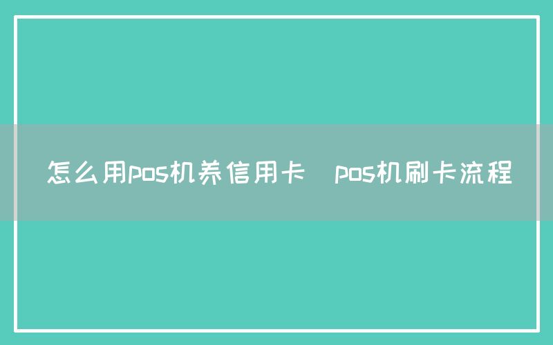 怎么用pos机养信用卡(pos机刷卡流程)