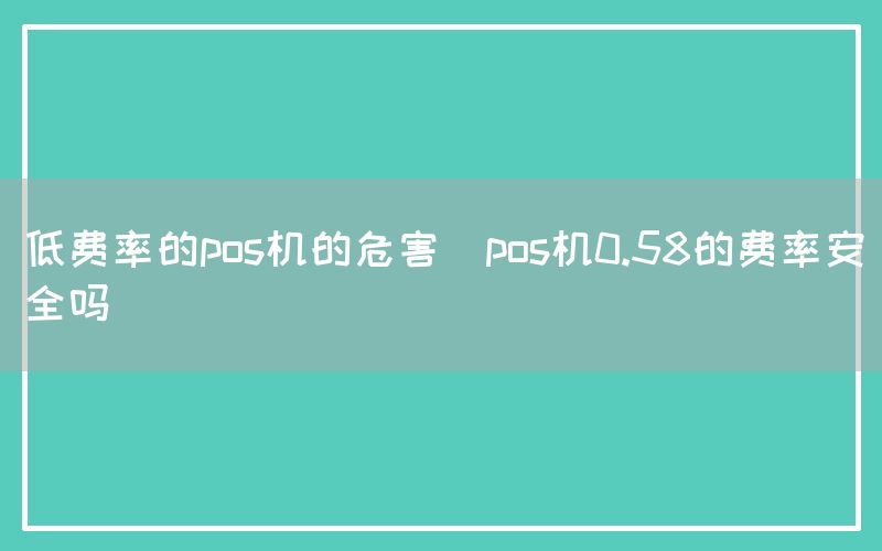 低费率的pos机的危害(pos机0.58的费率安全吗)