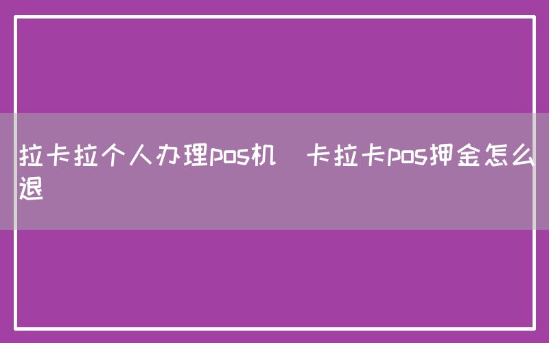 拉卡拉个人办理pos机(卡拉卡pos押金怎么退)