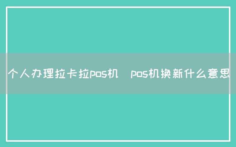 个人办理拉卡拉pos机(pos机换新什么意思)