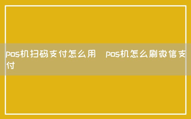 pos机扫码支付怎么用(pos机怎么刷微信支付)