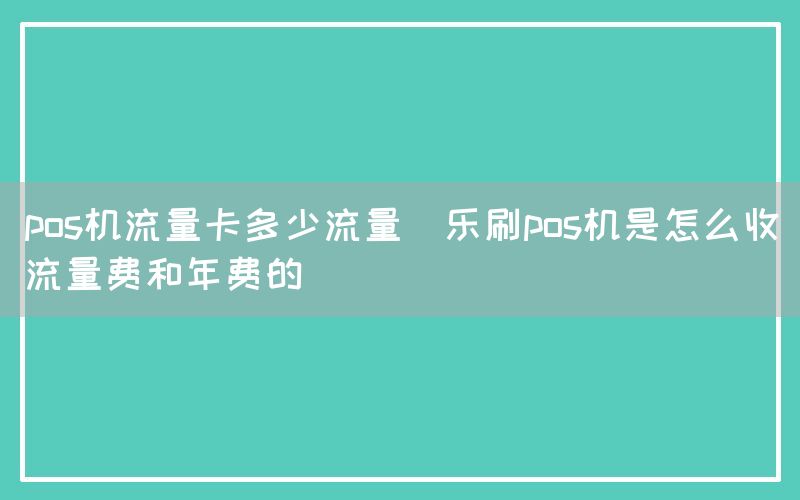 pos机流量卡多少流量(乐刷pos机是怎么收流量费和年费的)(图1)