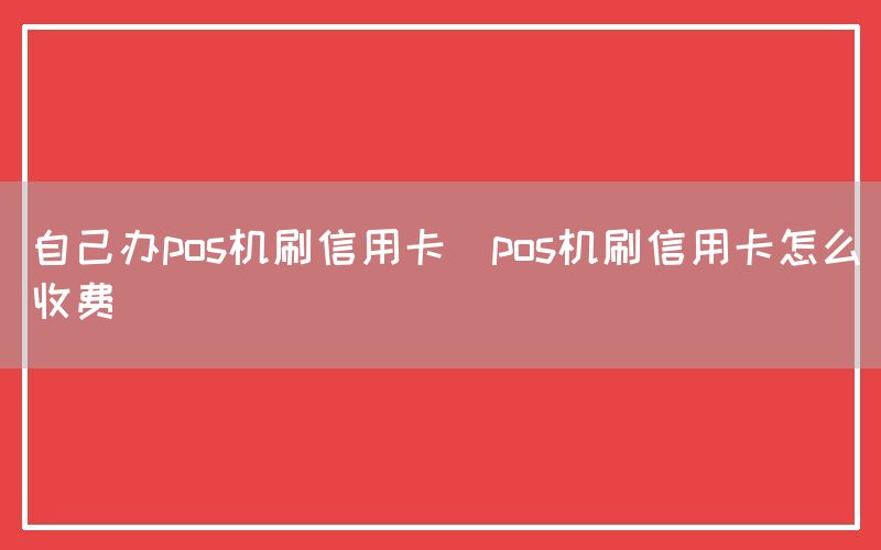 自己办pos机刷信用卡(pos机刷信用卡怎么收费)