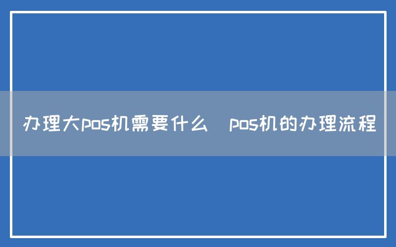 办理大pos机需要什么(pos机的办理流程)