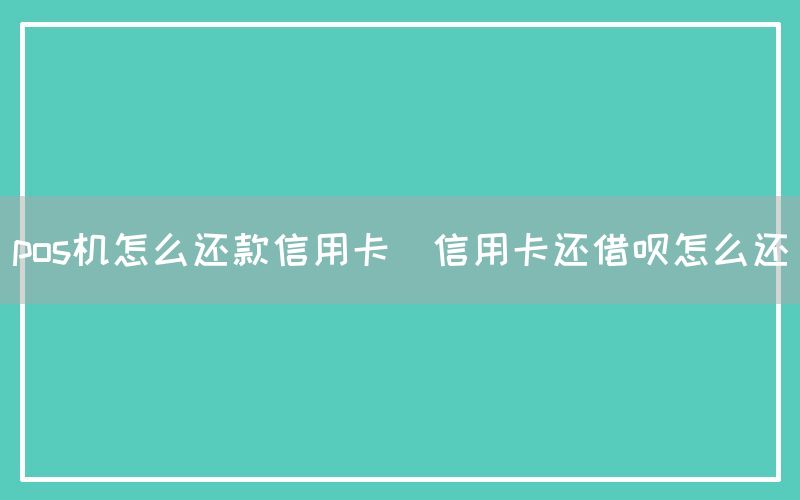 pos机怎么还款信用卡(信用卡还借呗怎么还)