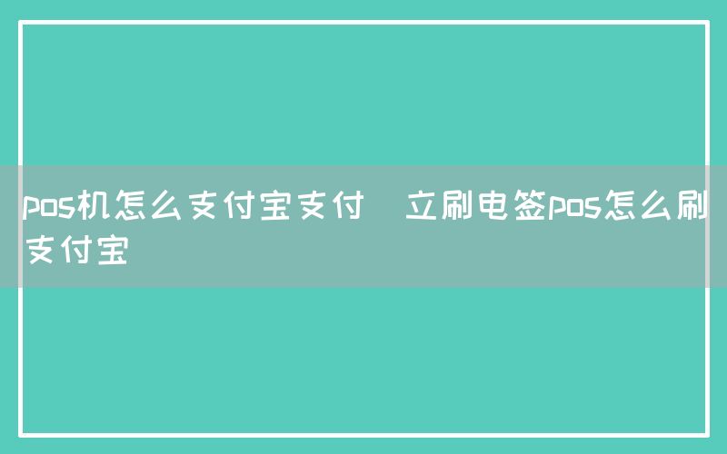 pos机怎么支付宝支付(立刷电签pos怎么刷支付宝)