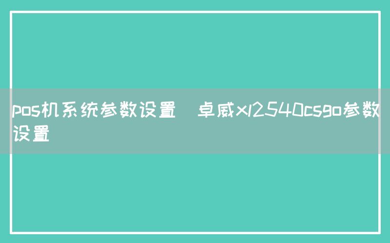 pos机系统参数设置(卓威xl2540csgo参数设置)