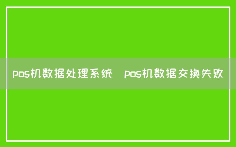 pos机数据处理系统(pos机数据交换失败)