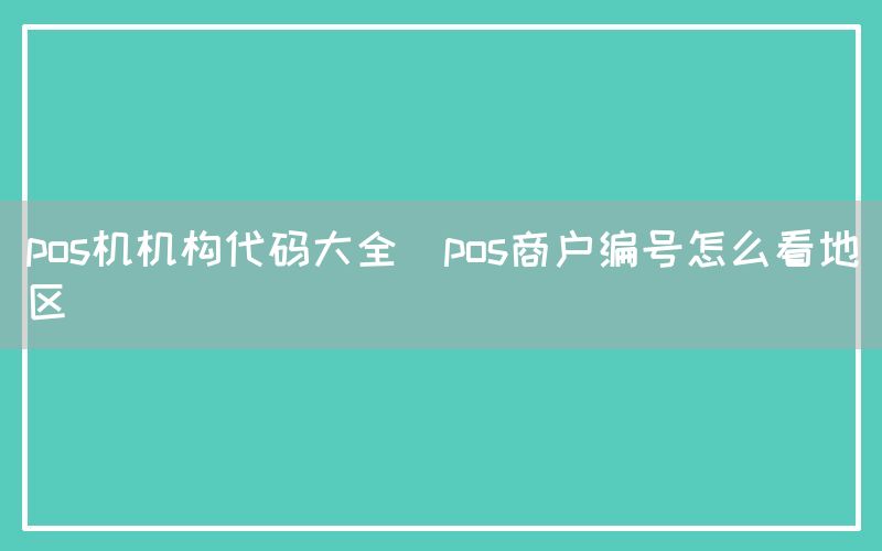 pos机机构代码大全(pos商户编号怎么看地区)