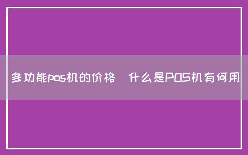 多功能pos机的价格(什么是POS机有何用)