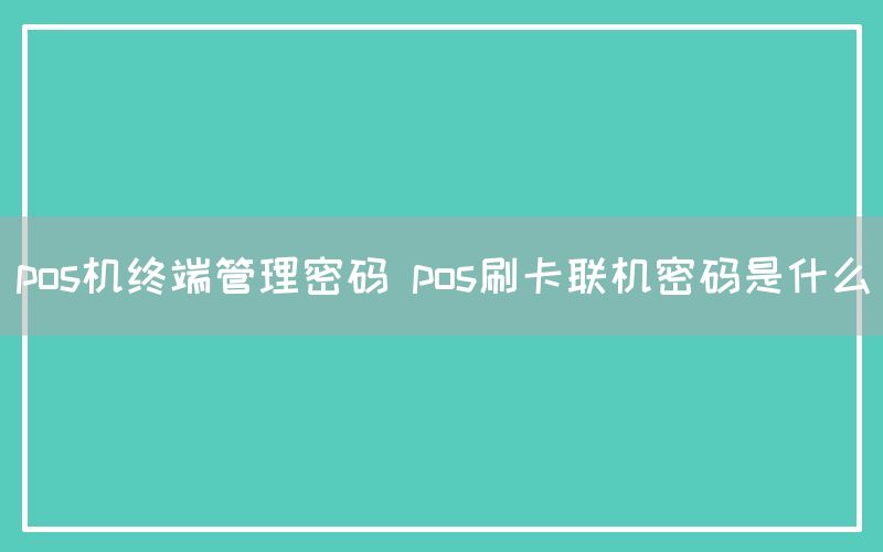 pos机终端管理密码 pos刷卡联机密码是什么