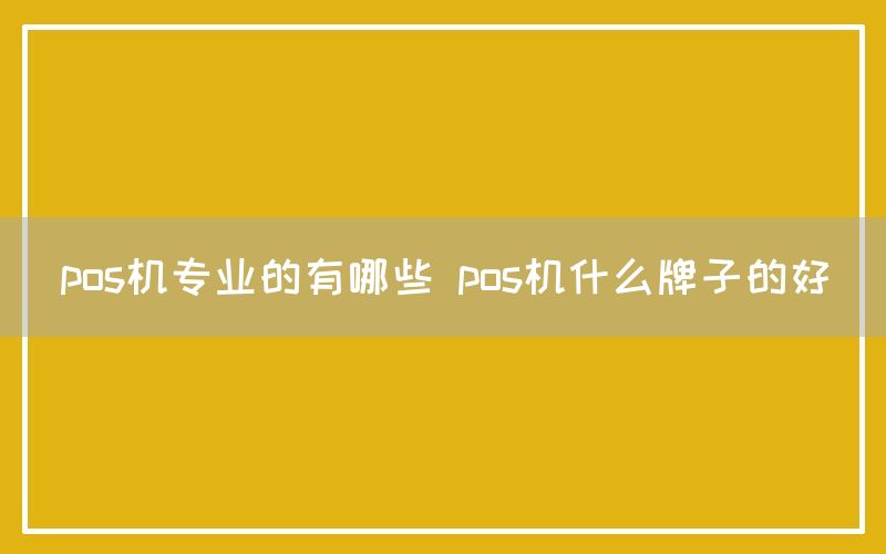 pos机专业的有哪些 pos机什么牌子的好