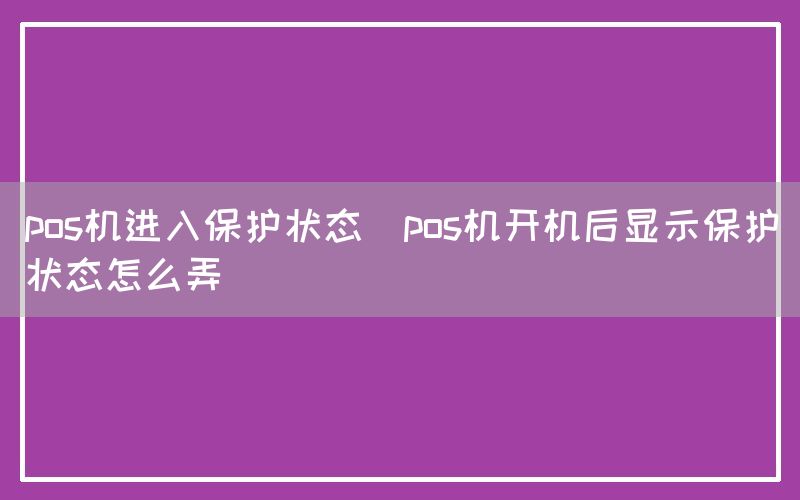 pos机进入保护状态(pos机开机后显示保护状态怎么弄)