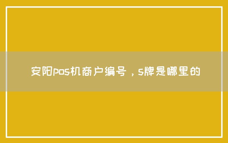 安阳pos机商户编号，s牌是哪里的