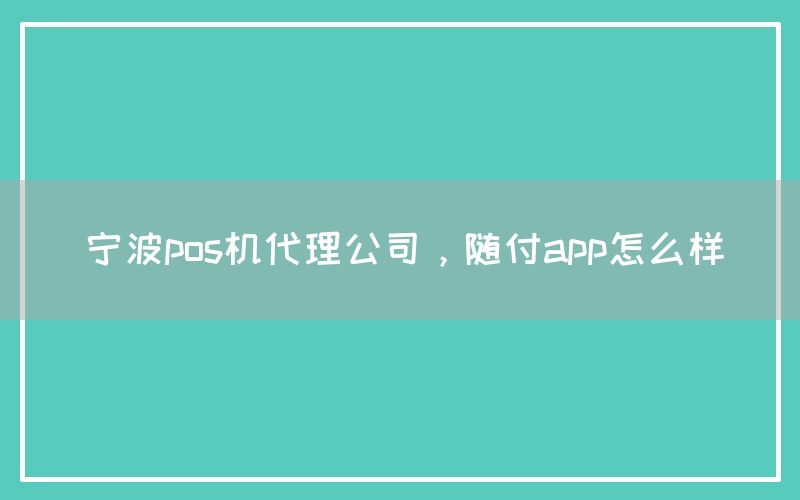 宁波pos机代理公司，随付app怎么样