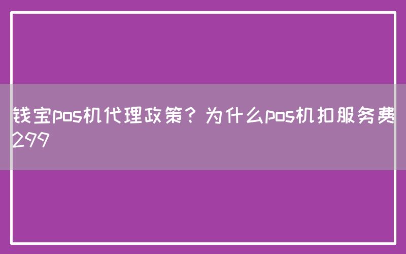 钱宝pos机代理政策？为什么pos机扣服务费299