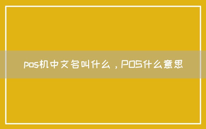 pos机中文名叫什么，POS什么意思