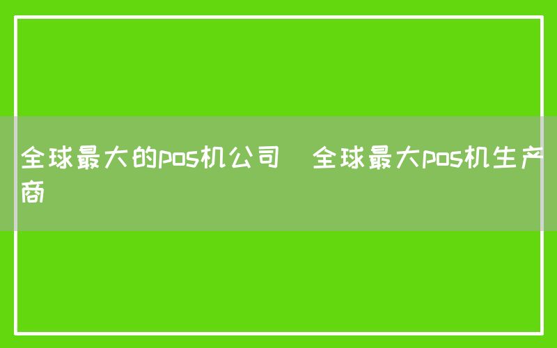 全球最大的pos机公司(全球最大pos机生产商)