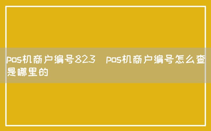 pos机商户编号823(pos机商户编号怎么查是哪里的)