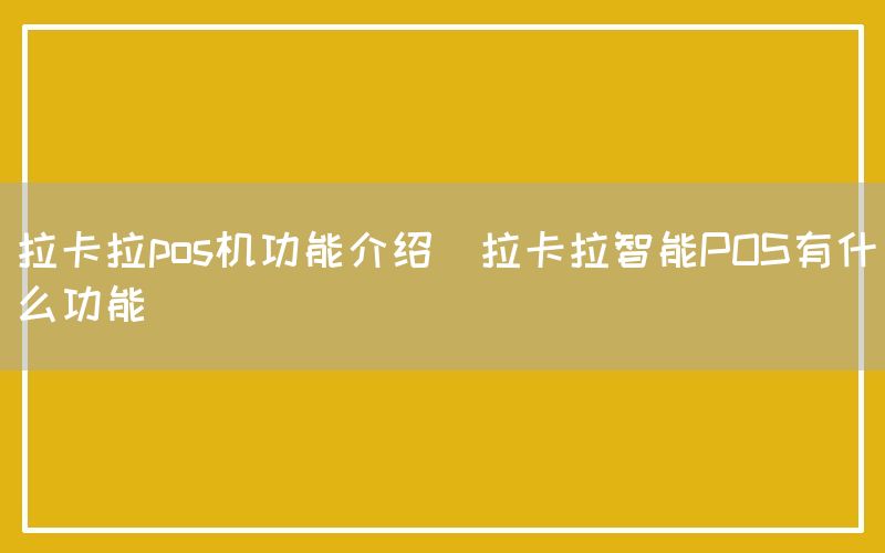 拉卡拉pos机功能介绍(拉卡拉智能POS有什么功能)