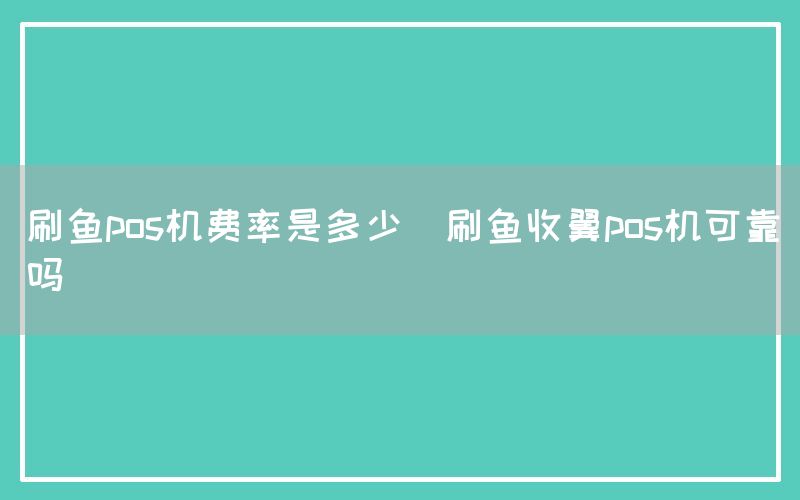 刷鱼pos机费率是多少(刷鱼收翼pos机可靠吗)