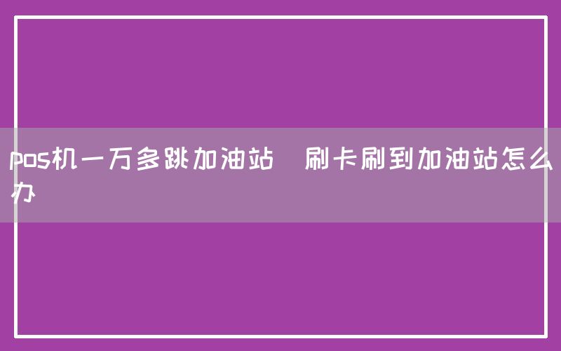 pos机一万多跳加油站(刷卡刷到加油站怎么办)