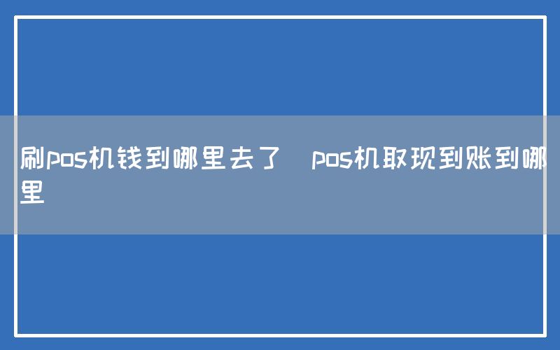 刷pos机钱到哪里去了(pos机取现到账到哪里)