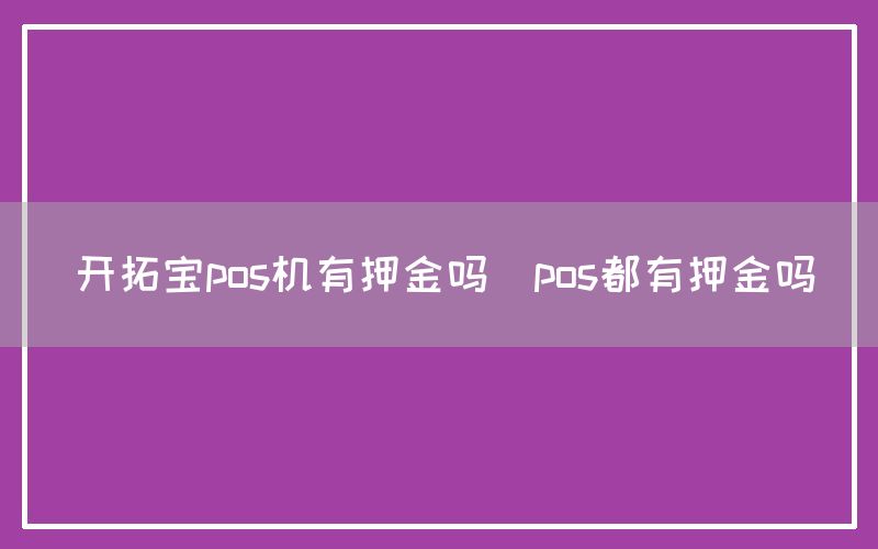 开拓宝pos机有押金吗(pos都有押金吗)(图1)