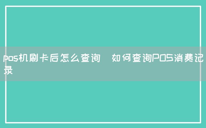 pos机刷卡后怎么查询(如何查询POS消费记录)