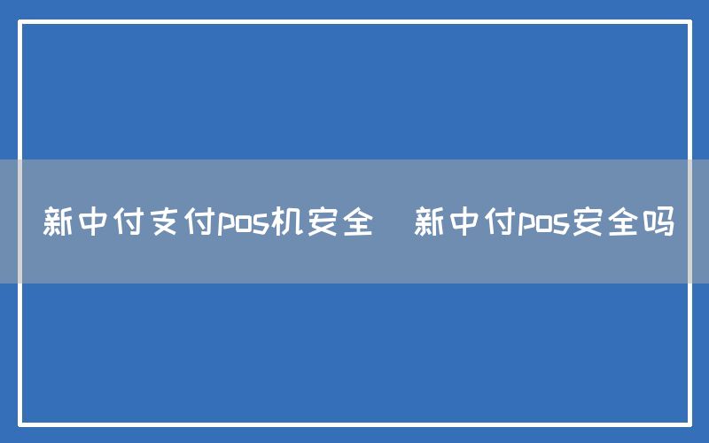 新中付支付pos机安全(新中付pos安全吗)